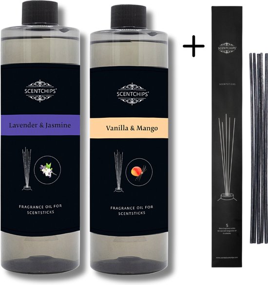 Recharge Lavande Jasmin + Vanille Mango - Recharge Btons parfums Set de 2  + 5 Btons... | bol