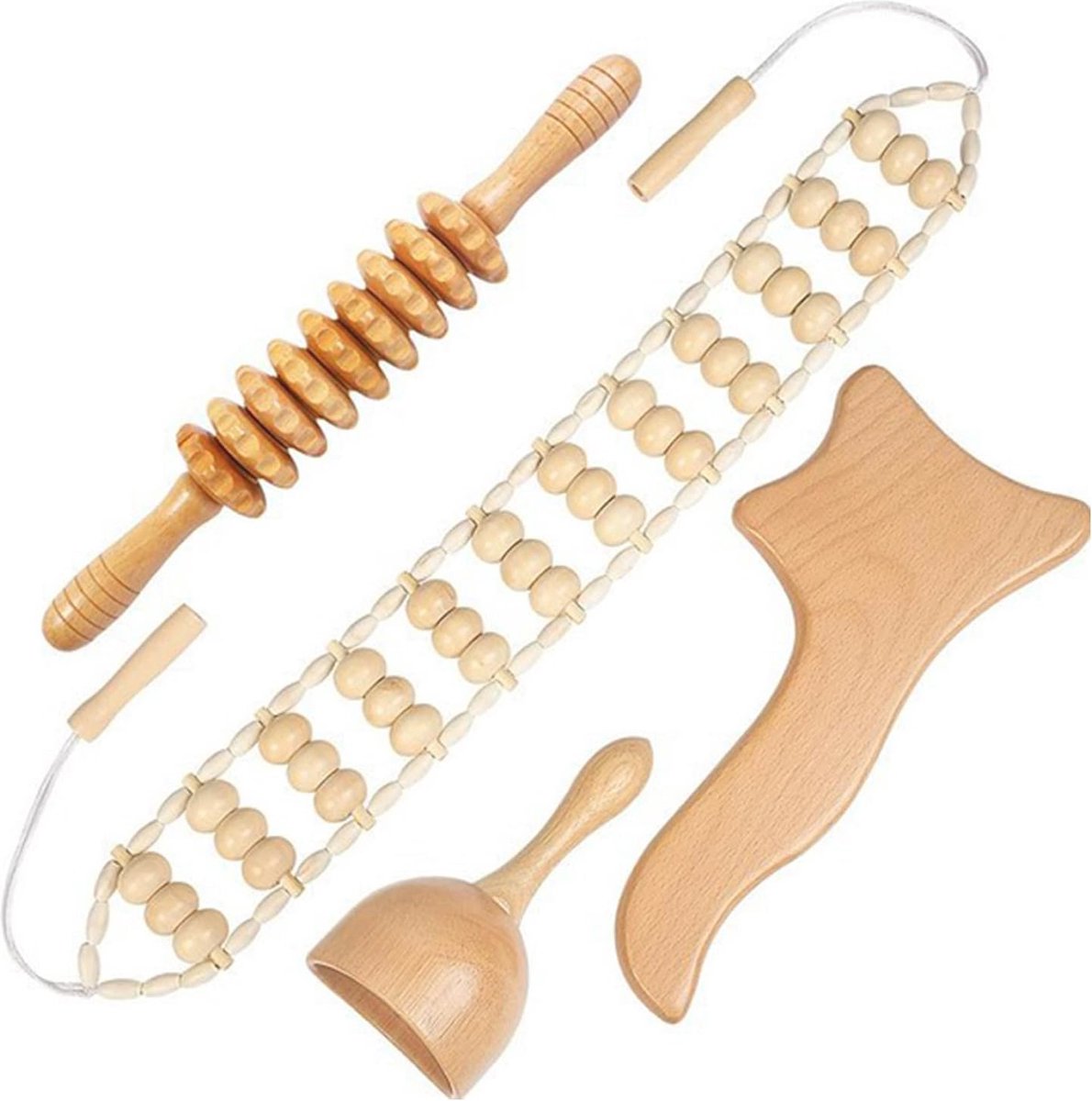 Goedkoopste Houten Massage Set - Maderotherapie, Anticellulitis en Lymfedrainage