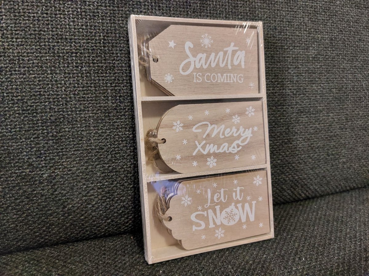 Kerst Houten Cadeaulabels - 12 stuks - Kerst Geschenklabels Hout - Houten Hangers voor kadootjes - Kerst Geschenklabels