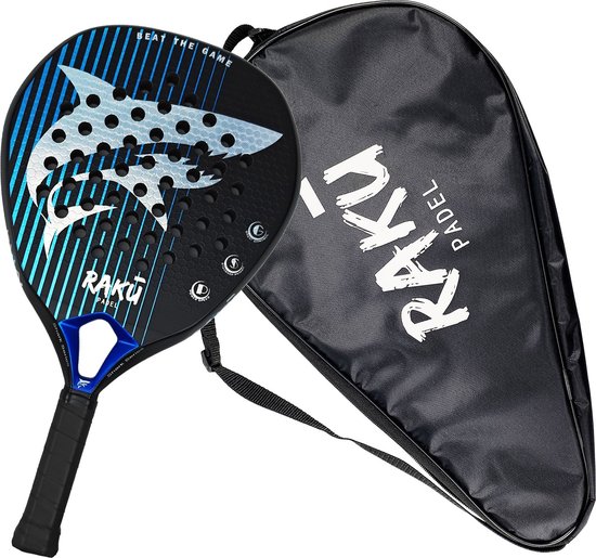 Raku® Shark Series - Padel Racket - Padel - Padelrackets - Racket - Paddle - Carbon - Inclusief Padelzak