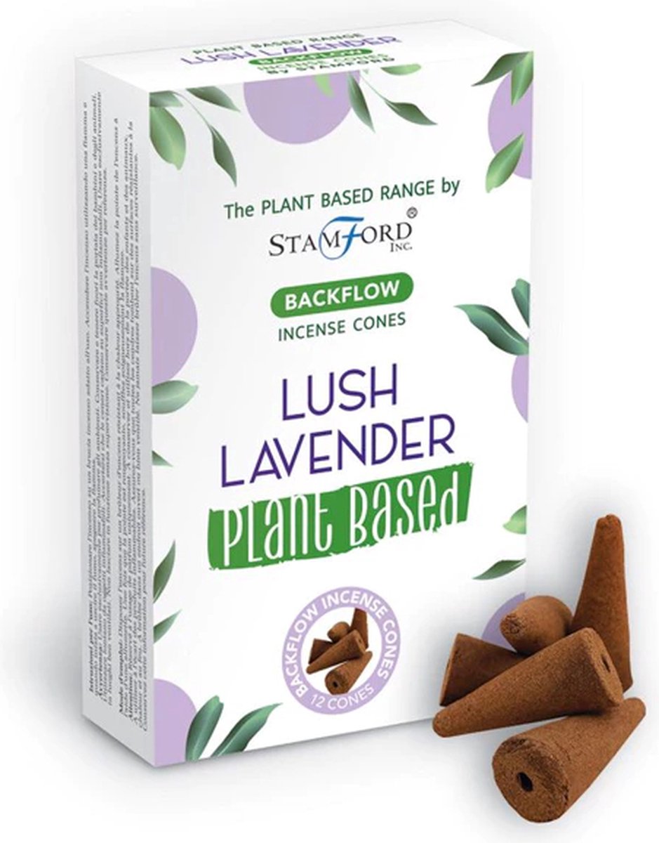 Backflow Wierook kegels - Lavender - 12 Stuks - Plantaardig - Vegan - Plant Based - Incense Cones - Waterval Wierook - Lavendel