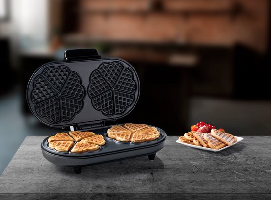Bestron Wafelijzer - ADWM730SAT - 1000W - 10 hartvormige wafels - Anti aanbaklaag - Beige/Zwart - 5 jaar garantie van Bestron — afbeelding 4