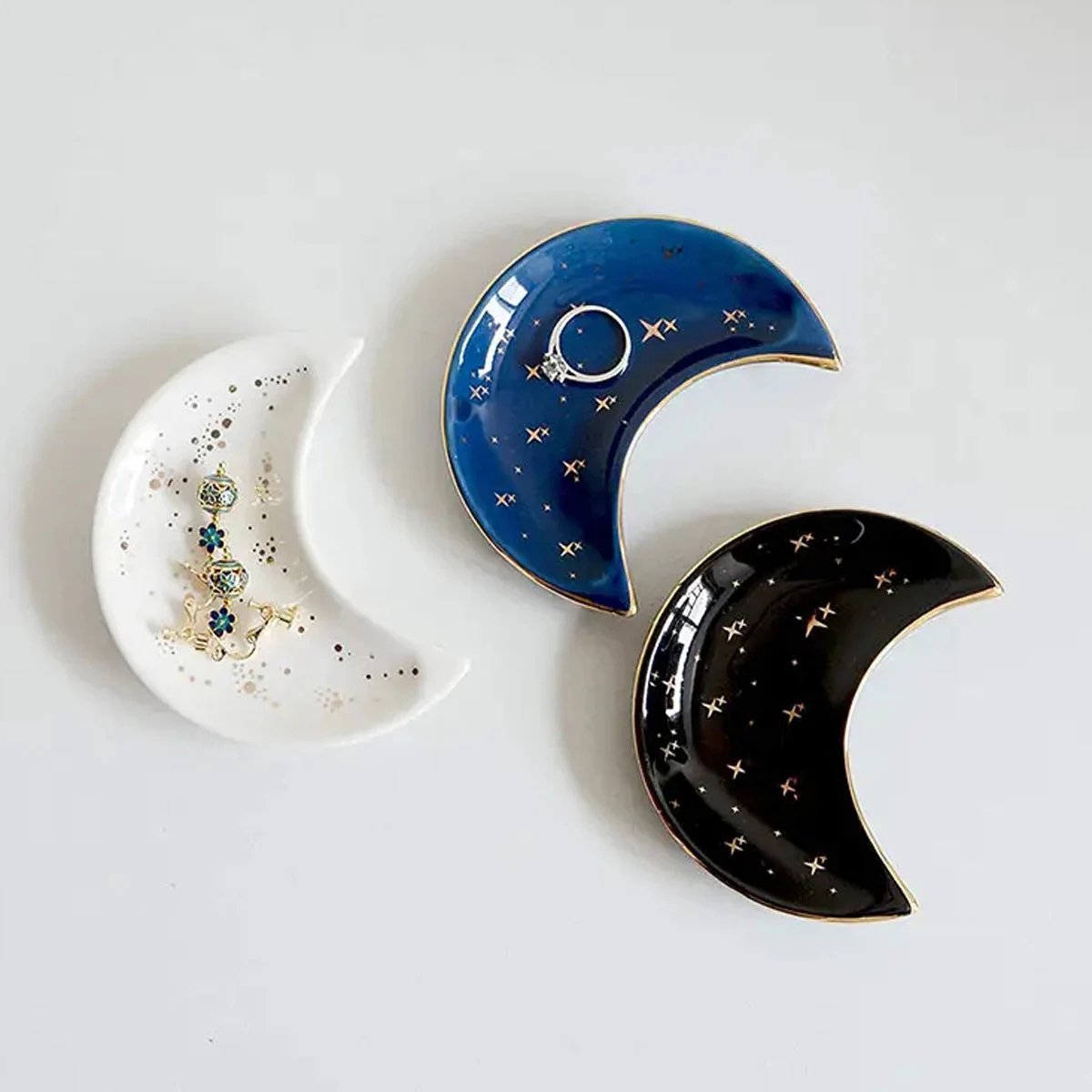 Sieraden Schaal - Decoratieve Schaal - Sieraden Houder - Twinkle Manen - Set van 3 Stuks