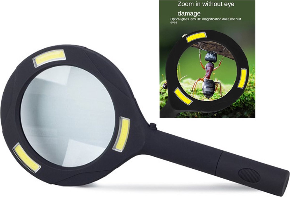 Actie4you® - LED Vergrootglas met Handgreep - Lees Loep - 3x Vergroting – Diameter 80MM - Vergrootglas - Leeshulp