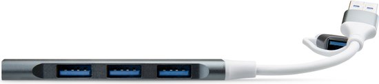 Hub Xccess USB-A / USB-C vers USB-A 0,1 mètre - Grijs