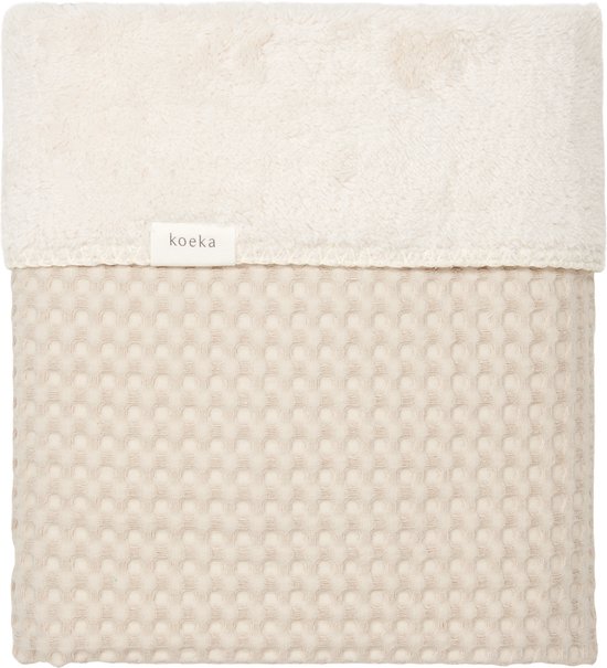 Koeka baby dekentje voor ledikant Oslo - wafelstof met teddy - zand - 100x150 cm