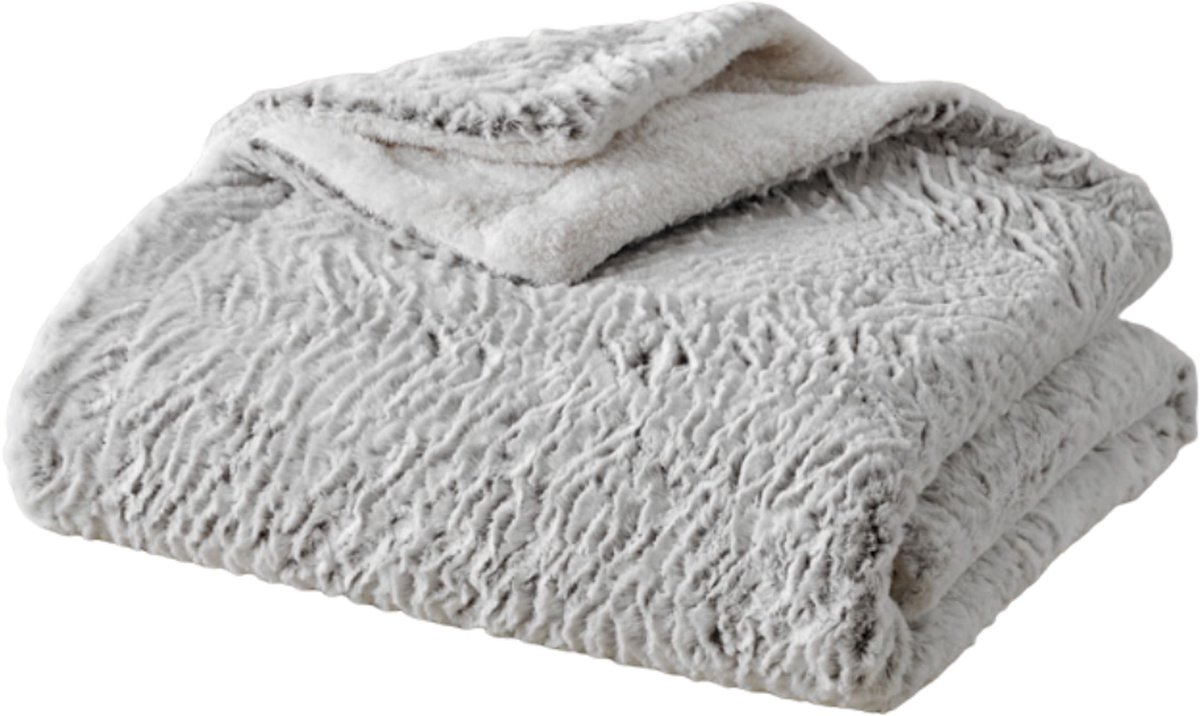 Plaids Cocooning fleece deken - plaid - Nougatine - Superzachte fleece - 200 cm x 150 cm Wit met nougat