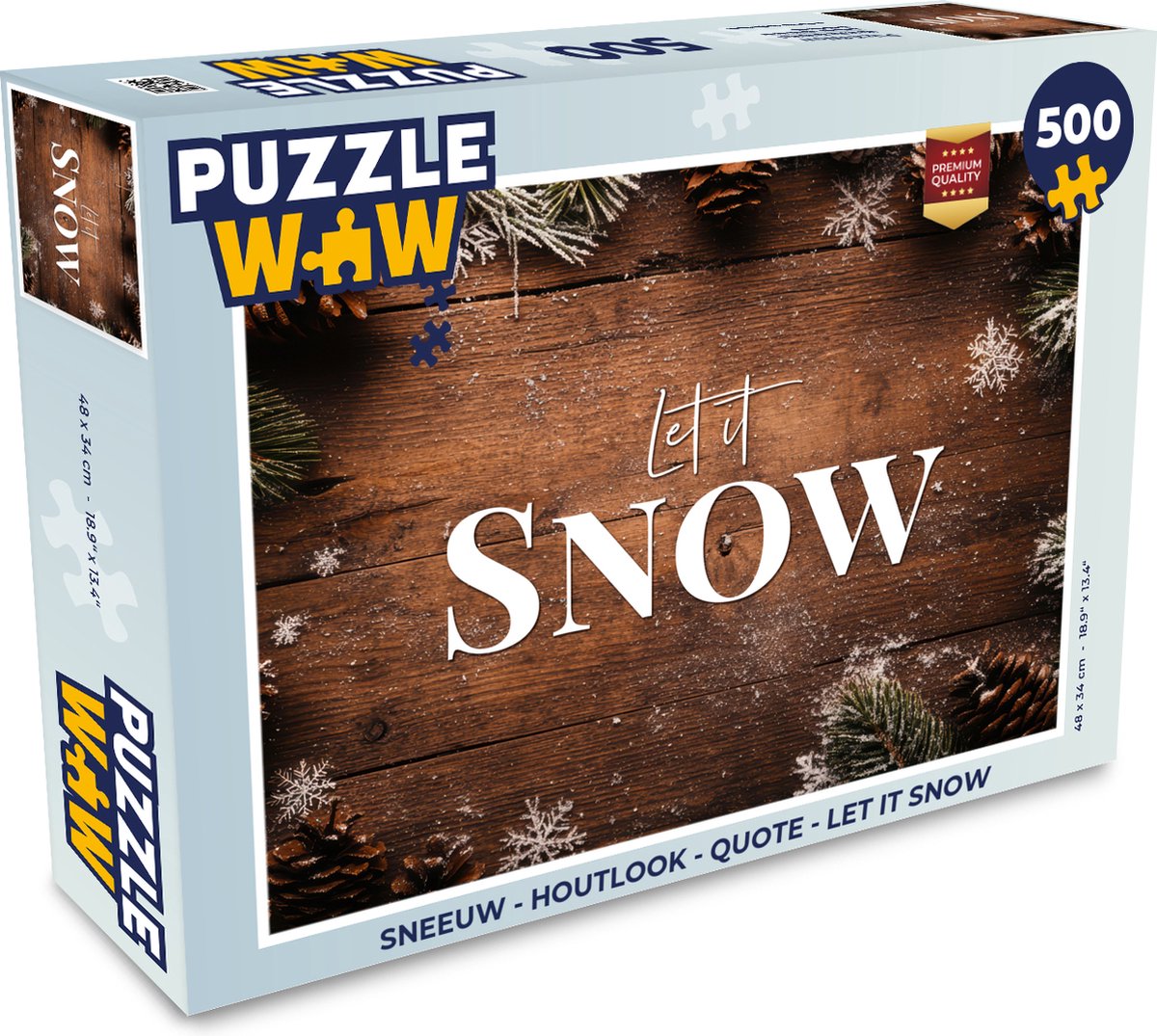 Puzzel Sneeuw - Houtlook - Quote - Let it snow - Legpuzzel - Puzzel 500 stukjes