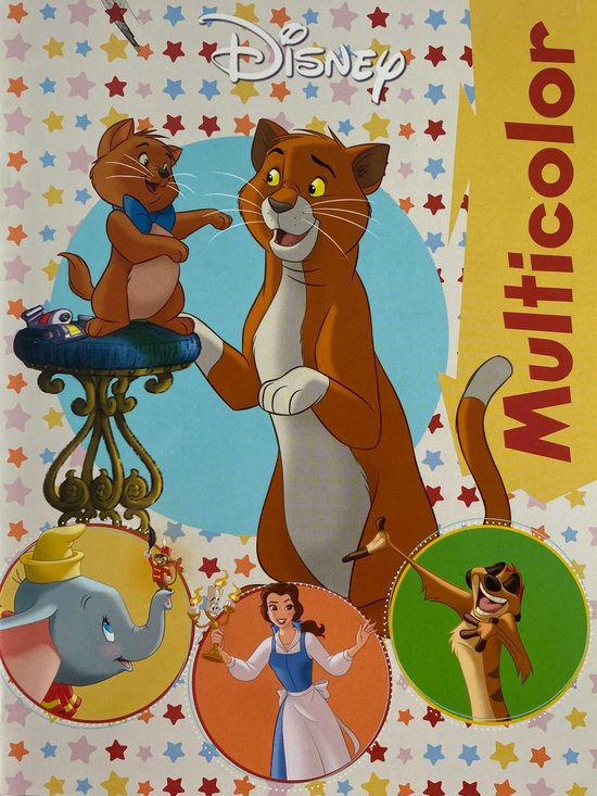 Disney - Multicolor Kleurboek Aristo katten, Dombo, Belle en Simon - 32 pagina's waarvan 17 kleurplaten en 17 voorbeelden - Voor Kinderen - Creatief - Knutselen - Uitermate Geschikt voor Kleurpotloden & Wasco