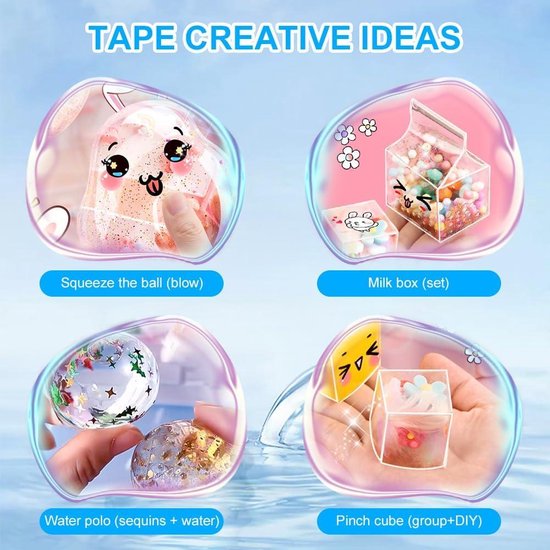 PLATEYTR Nano Tape Set – 28-delig Knutselpakket Met Bubbeltape, Pomp, Stickers En Rietjes – Leuk Cadeau Voor Kinderen