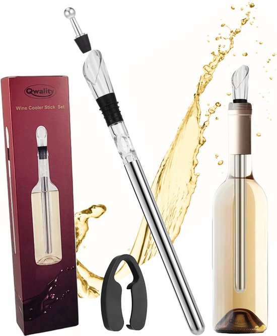 Bâton refroidisseur de vin – Bâton refroidisseur de Vin – Tige de refroidissement pour le vin – Aérateur – Coupe-capsule – Accessoires à vin – Refroidissement du Vin – Qwality