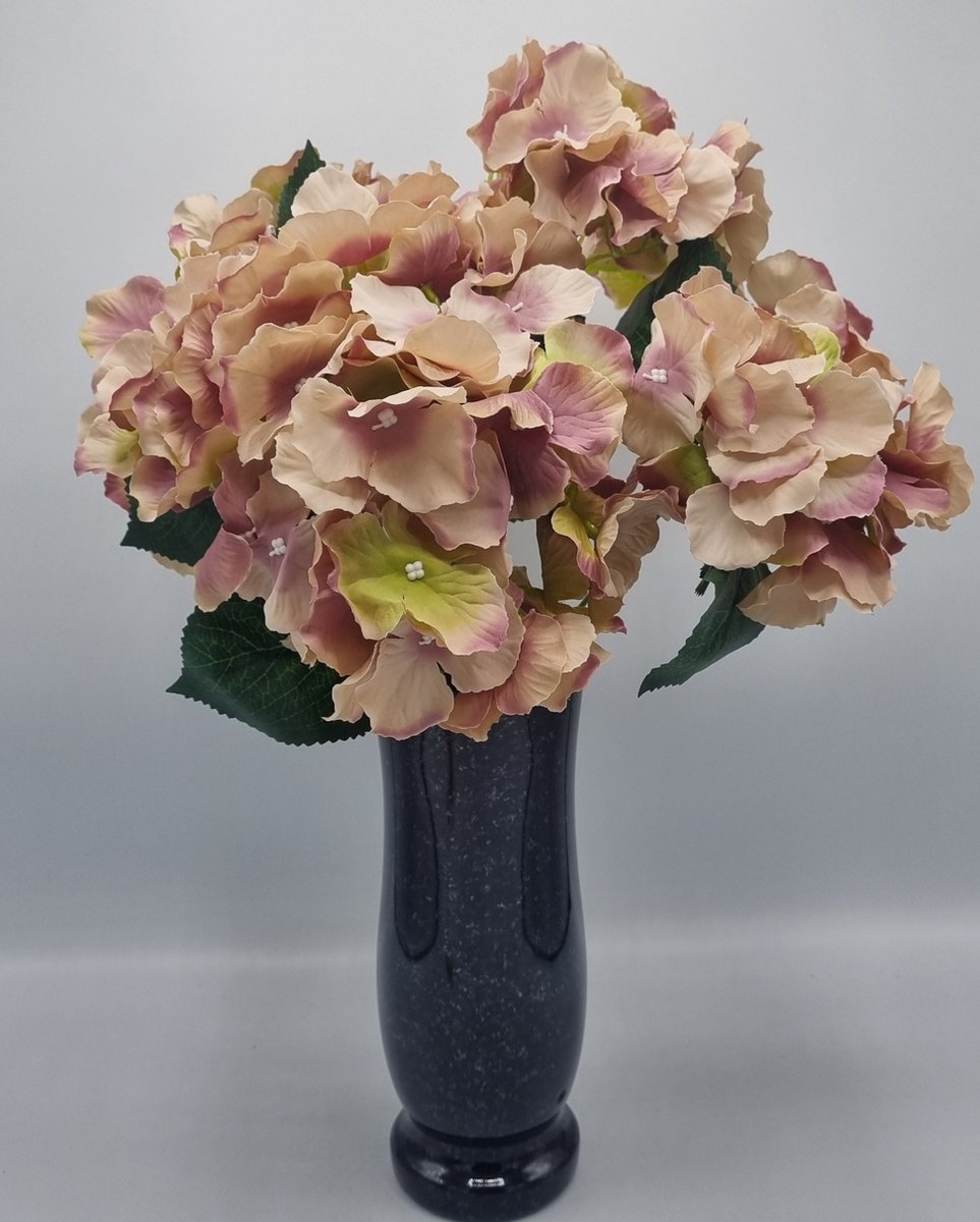 Boeket - Hortensia - U667-m1/3 - 45cm - Oud Roze - 5 bloemen - Grafdecoratie - Zijdenbloemen - Kunstbloemen
