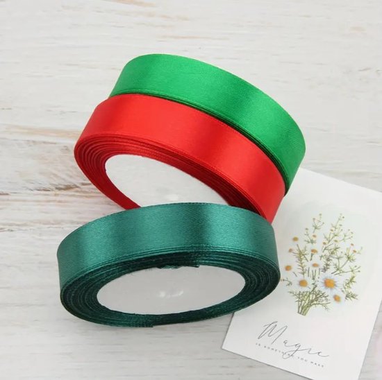 100% Moezel satijnen lint, in rood (25 mm x 25 m), mat glanzend cadeaulint, stijlvol lint voor decoratie en knutselen, voor het inpakken van speciale geschenken, voor bruiloft, Kerstmis enz