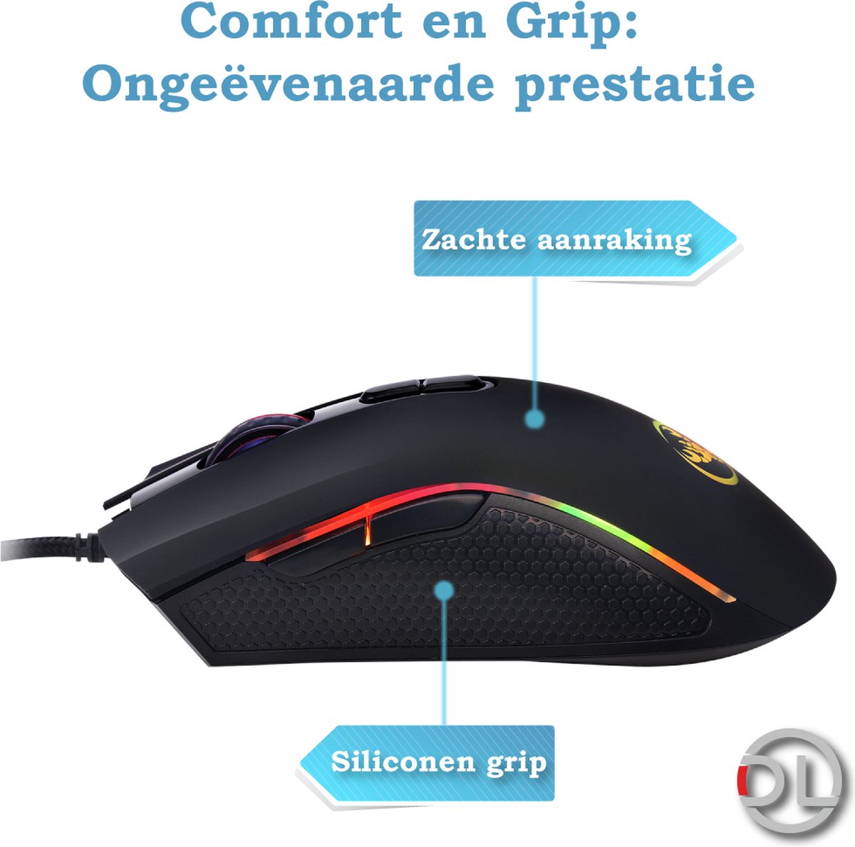 HXSJ A869 Gaming Muis - 7 Programmeerbare Knoppen, DPI 3200 thumbnail 4