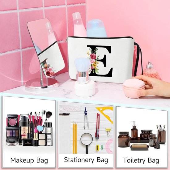 Inovra ® Grande trousse de toilette personnalisée et élégante pour femme avec initiales, Perfect comme cadeau pour toute occasion
