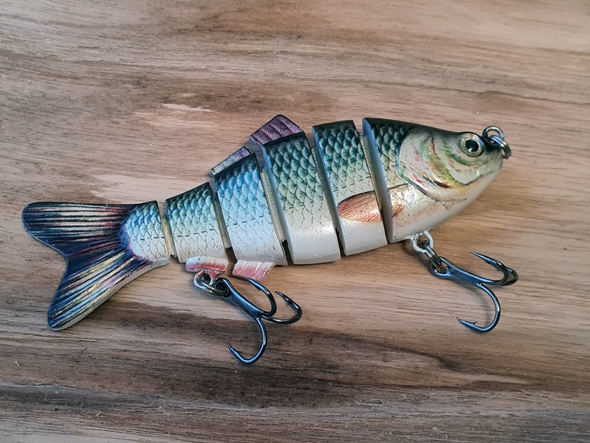 Rospo outdoor - Swimbait-Zesdelig - karper - 10 cm- 20 gram met 2 dreggen.