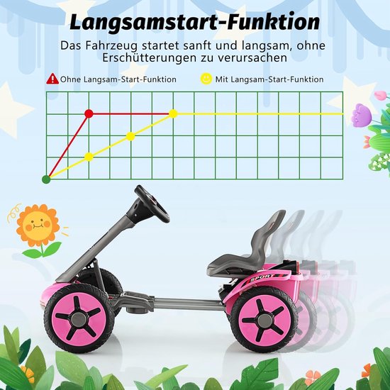 COSTWAY Elektrische skelter voor kinderen, 12 V, met ledverlichting, skelter met 2-voudig verstelbaar stuurwiel en zitting, incl. bekerhouder, start met één knop, voor kinderen vanaf 2 jaar, rood
