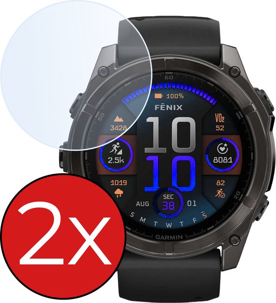 2-pack screenprotectors voor Garmin Fenix met 2x aanduiding.