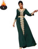 Bovista Islamitische Kleding - Djellaba Dames - Moslim Kleding - Arabisch Dames Kaftan - Alhamdulillah - Donkergroen L