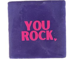 Hippe tegeltje met tekst: You Rock | Donkerpaars met neon roze | Hippe Spreuktegel | Complimenten cadeau | Hart onder de riem cadeau | Moederdag | vaderdag | BFF | Complimentendag | Origineel cadeau | Geslaagd | Nieuwe baan uitdaging