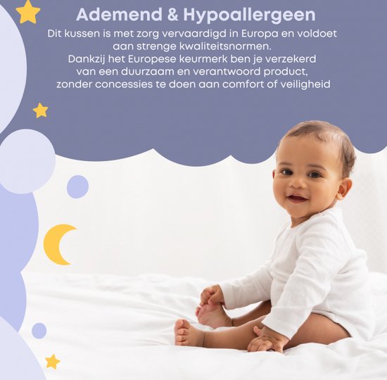 Zavelo Baby & Peuter Kussen Ukkepuck 40x60 cm - Kinderkussen - Anti-Allergisch - Eerste Kinderkussen