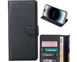 Boek hoesje - Geschikt voor iPhone 16 Pro Max - Ruimte voor 5 pasjes - Zwart - Hoge Kwaliteit