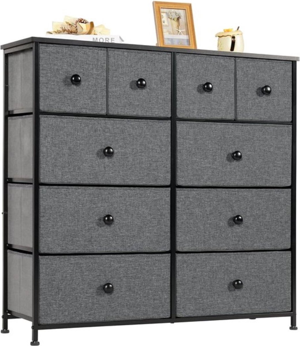 Commode met laden van stof, sideboard met 10 stoffen laden, ladekast, opbergmeubel voor ke