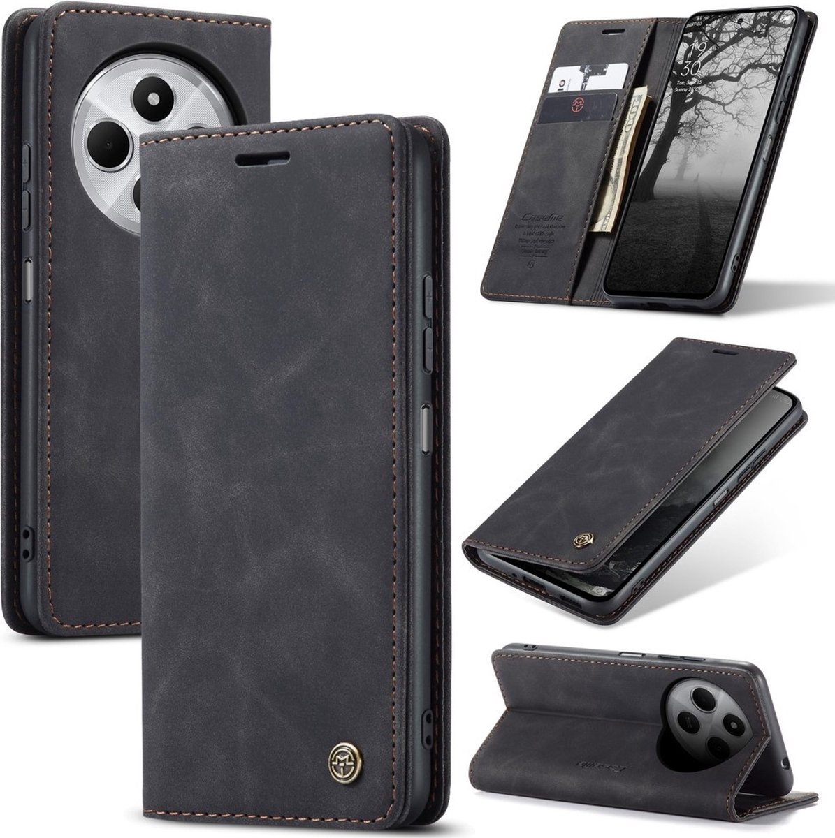 CaseMe Hoesje - Geschikt voor Xiaomi Redmi 14C Hoesje - CaseMe 013 Book Case - Zwart