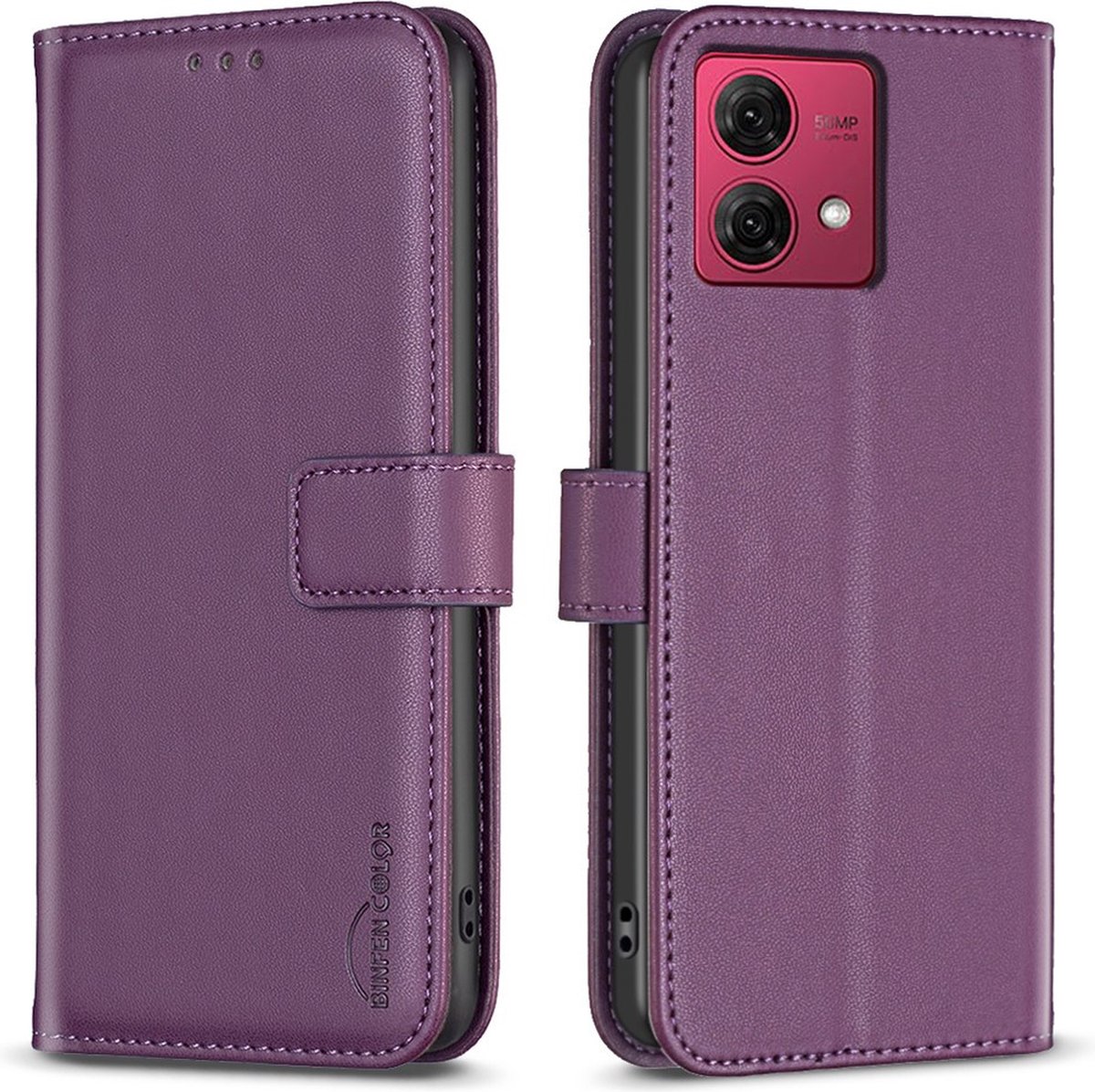 BINFEN Hoesje - Geschikt voor Motorola Moto G84 Hoesje - BINFEN Book Case - Paars