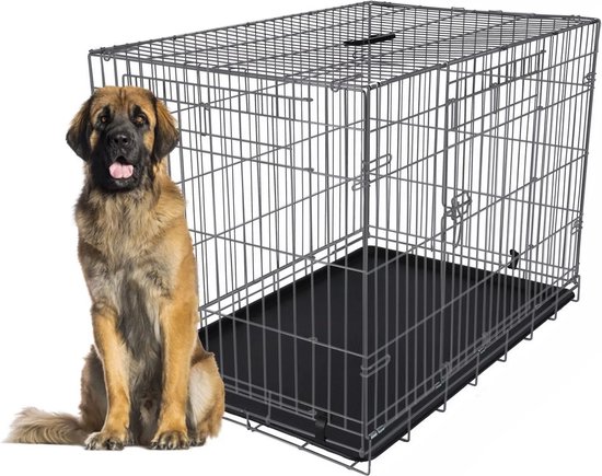 Adori Safety+ Bench Avec 2 Portes Grijs - Banc Pour Chien - 121x74x82 cm