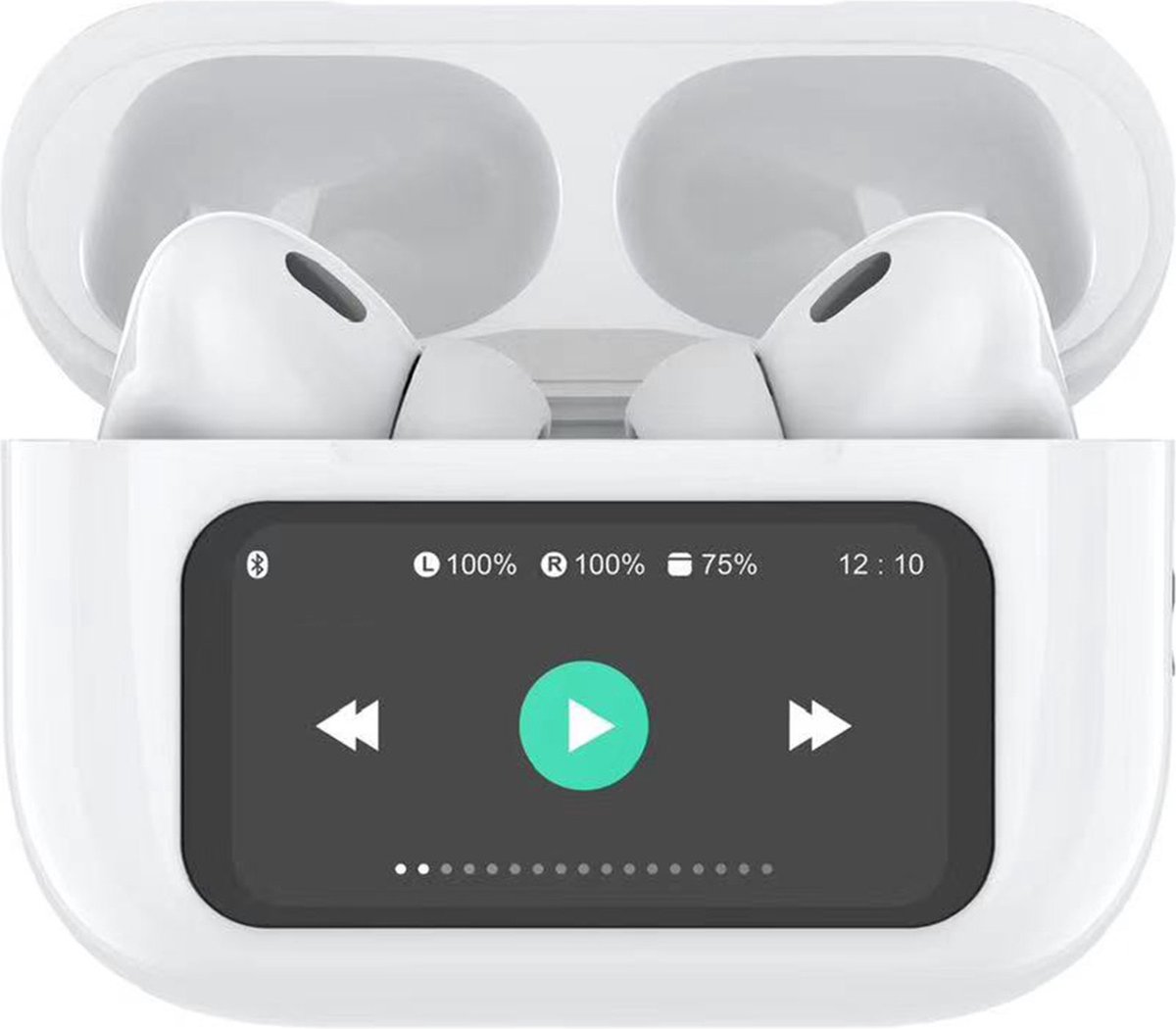 Voltma AirBeats - Draadloze Bluetooth 5.4 Oordopjes met Touch LED Display - Geluidsdempende In-Ear Oortjes met Active Noise Cancelling ANC - Earbuds Draadloos - 40 Uur Accuduur - 2-Uur Opladen - In-Ear Detectie & Touchbediening - Handsfree - Wit