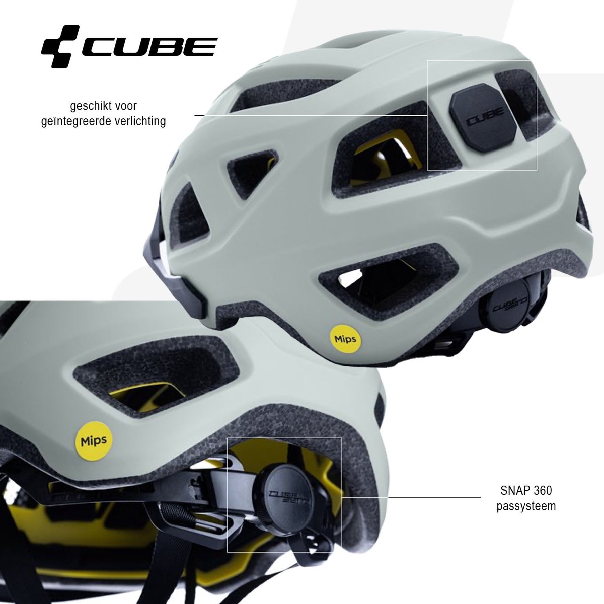CUBE Fietshelm Fleet - Allround-helm - MIPS - 15 Ventilatiegaten - SNAP 360 fit-systeem - X-Lock-montagesysteem - Verstelbaar - 57-62 cm - L - Grijs – foto 2