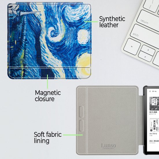 Lunso Geschikt voor Kobo Libra H20 hoes (7 inch) - sleep cover - Van Gogh Schilderij van Merkloos — afbeelding 5