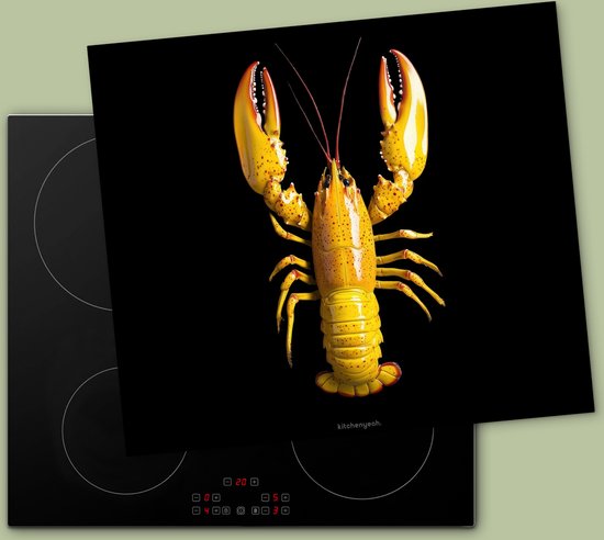 KitchenYeah® Protection plaque induction 59x52 cm - Cancer - Jaune - Abstrait - Homard - Protege plaque de cuisson - Couvre plaque induction - Protecteur d'induction - Cuisine