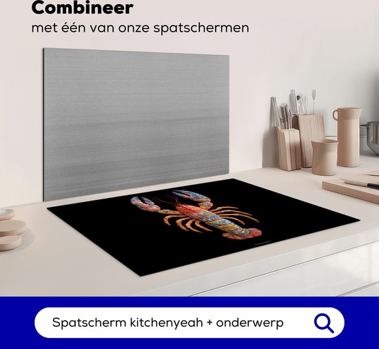 KitchenYeah® Protection plaque induction 74x48 cm - Kreeft - Kleurrijk - Abstract - Protege plaque de cuisson - Couvre plaque induction - Protecteur d'induction - Cuisine