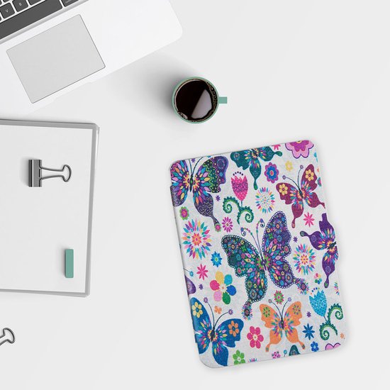 Lunso - Geschikt voor Kobo Clara HD hoes (6 inch) - sleep cover - Vlinders van Merkloos — afbeelding 3