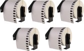 Label Tape Geschikt voor Brother DK-22205 | 62 mm x 30,48 m | Zwart op Wit - 5 stuks - Geschikt voor: QL-500 QL-550 QL-560 QL-570 QL-580N QL-650TD QL-1050N QL-1060N QL-700 QL-710W QL-720NW QL-800 QL-810W QL-820NW TD-2130N QL-600 QL-1100 QL-1110