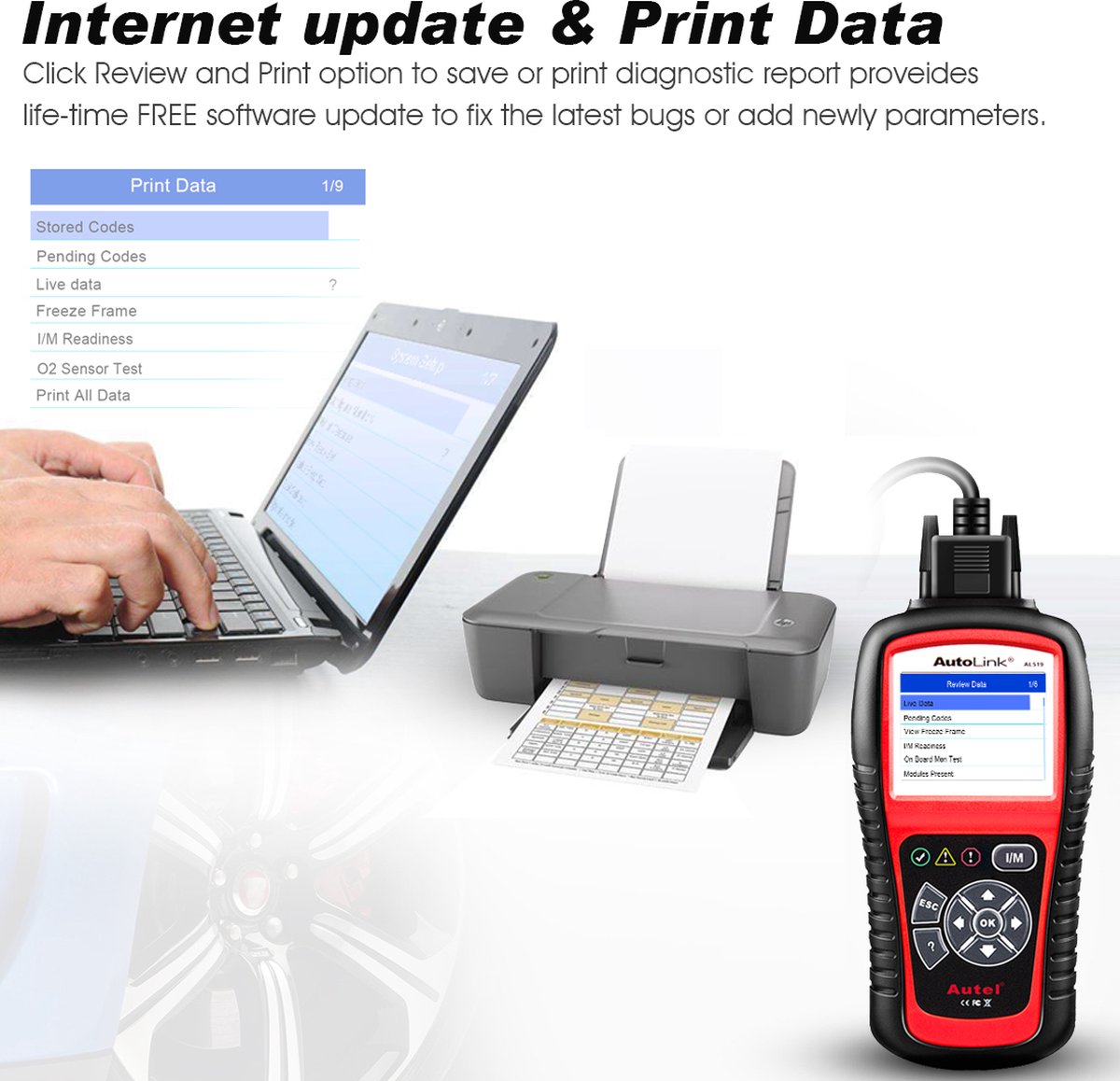Autel Autolink AL519 scanner - OBD2 diagnose - levenslang gratis update thumbnail 6