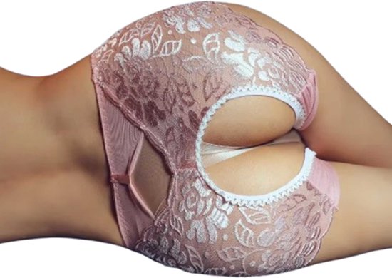 Culotte sexy en dentelle  entrejambe ouvert - Lingerie transparente pour  femme - Rose | bol