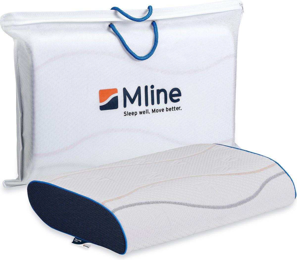 M line Pillow You ergonomisch hoofdkussen - soft/medium – anti-allergeen – tegen nek- en schouderklachten – 10 cm hoog – blauw