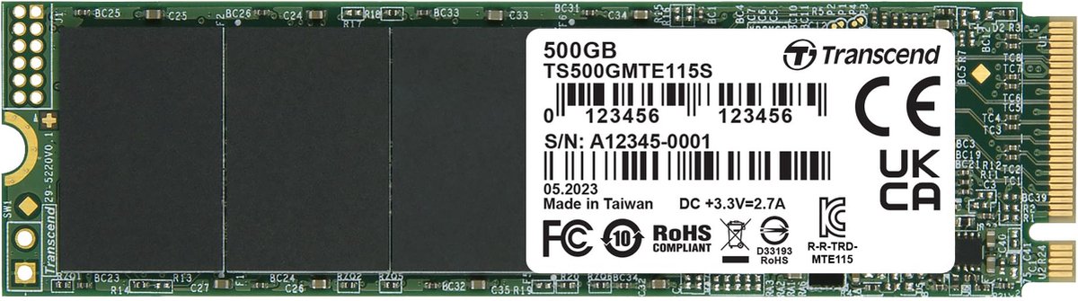 Transcend MTE115S 500 GB ssd PCIe 3.0 x4, NVMe, M.2 2280
