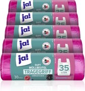 Ja!® Pedaalemmerzakken met Bosvruchtengeur – 5 x 30 stuks – 150 Afvalzakken – 35 Liter – 54 x 63 cm – Met Handvatten