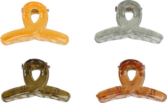 Set de Barettes et pinces à cheveux Klein Wave 3 cm marron Grijs vert Transparent naturel 4 pièces épingle à cheveux pince à cheveux Pinces à Cheveux