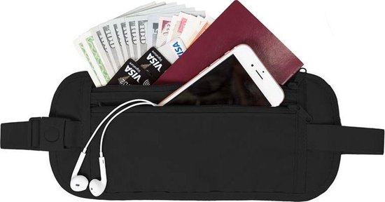 Foto: Rfid protection nektasje reisportemonnee nektasje voor paspoort voor dames en heren waterafstotend travel wallet nektasje voor op reis en vakantie money belt grijs