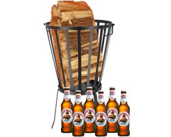 Birra Moretti Zero alcoholvrij bier met vuurkorf en brandhout. Een warm cadeau! Image