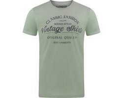 riverso Heren T-Shirt RIVLeon regular fit Groen L Ronde Hals Volwassenen - gemaakt van 100% katoen