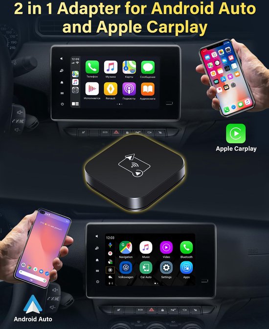 Kraftverdia™ - Carplay Dongle - Carplay Draadloos - geschikt voor Apple CarPlay & Android Auto - met 5GHz Wifi - Plug en Play - Snelle transmissie - Mini draadloze Carplay-adapter - Gemakkelijk te gebruiken van Kraftverdia™ — afbeelding 2