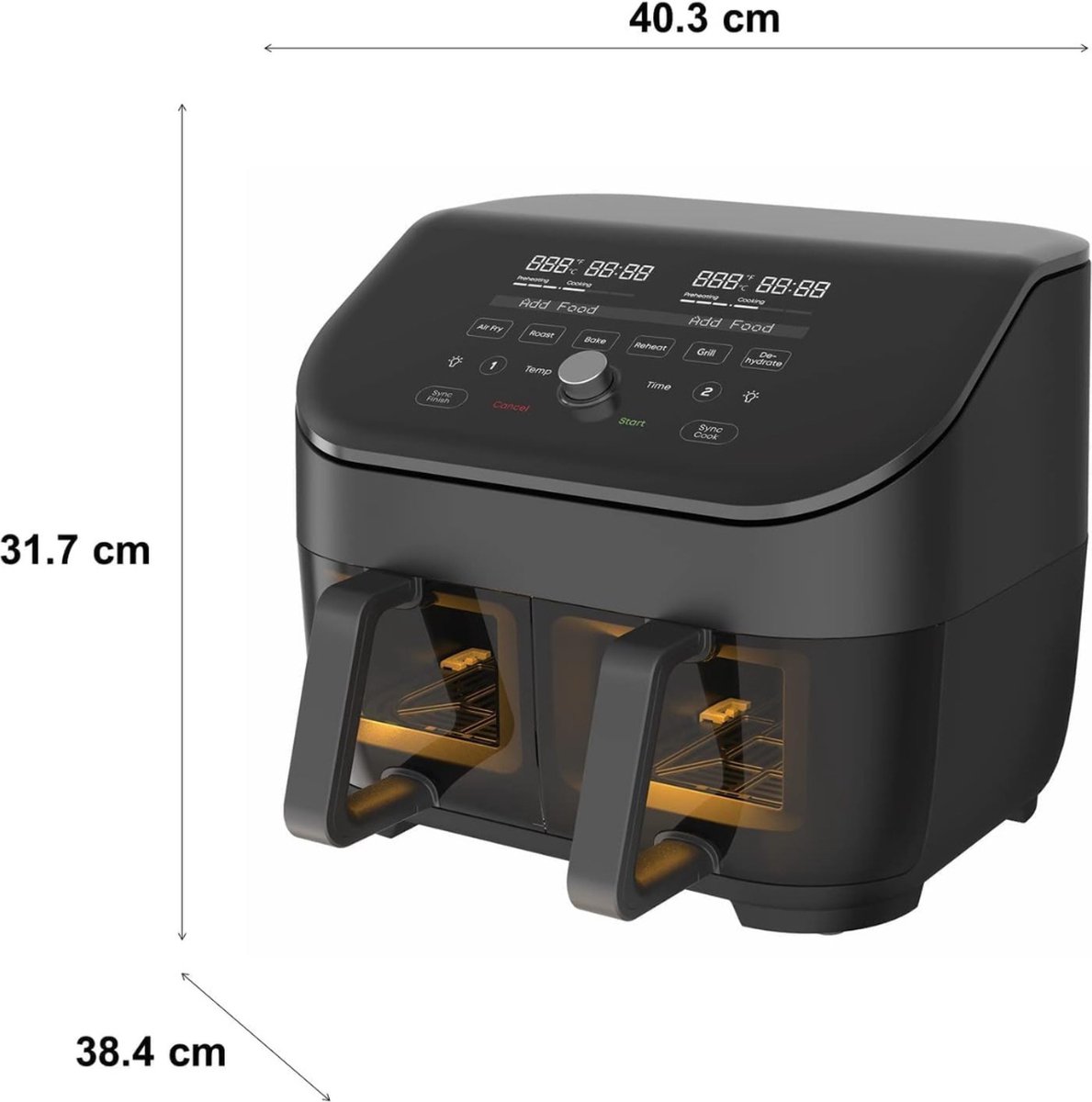Afbeelding 3 van Instant Vortex Plus 7,6L Digitale Heteluchtfriteuse met ClearCook & Dubbele Mand 8 in 1 Slimme Programma's 1700W Zwart XL Capaciteit