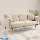 Bol.com Gutent Gestoffeerde sectionele bank - Fluweel - 3 zits - metalen poten - Beige aanbieding