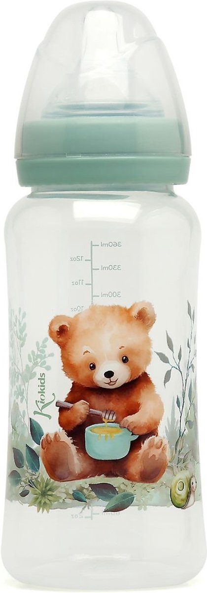 Goedkoopste Babyfles brede hals 360 ml voor baby’s vanaf 6 maand - Mintgroen Beer